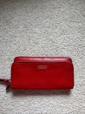 Coach Red Leather Zip-Around Wallet/ wristlet